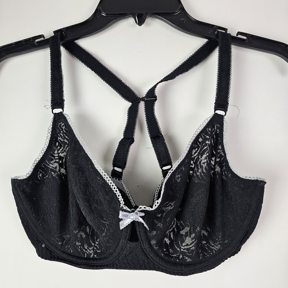 B. Tempt'd by Wacoal Black Lace Bra 36DD Underwire Unlined 951217 Semi Sheer
